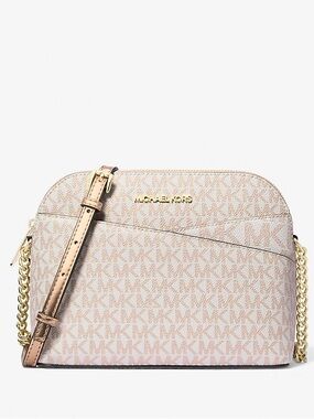 RETAIL $398 Michael Kors Medium Metallic Jet Set Travel dome crossbody bag